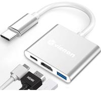 USB C to HDMI Multiport Adapter, VIENON 4K HDMI to USB C Hub wit USB 3.0 5Gbps + 100W PD, USB Type C to USB 3.0 Adapter Dongle for iPhone 15, Samsung, MacBook, iPad pro,HP, Switch