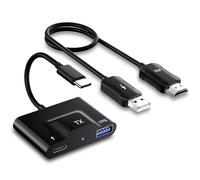 USB C to HDMI Wireless Transmitter and Receiver, 2.4G/5G USB C to HDMI Wireless Display Extender Streaming Video/Audio from Mac Book/Surface/Chromebook, Pad, iPhone 15/Galaxy to TV, Projector, Monitor