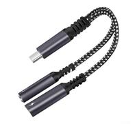 USB C to Jack Splitter 13.5cm Length Hi-Fi Sound Output | Simultaneous audio and charging, aluminum casing, 3.5mm jack, for usb-c for pd port, black silver gray purple red(Gray)