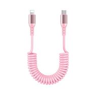 USB C to Lighting Cable 3ft 2pack, Short Coiled Cord for Car, Fast Charger Durable USB-C to Lighting Charging Cable 1M for Phone 14 13 12 11 X Mini 10 8 7 Plus XR XS SE, Air-Pods, CarPlay Pink
