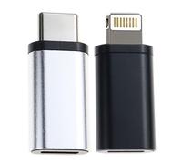 USB C to Lightning Adapter (Black) & Lightning to USB C Adapter (Silver) for iPhone 16 15 14 13 12 11 Pro Max, iPad/Air5/Mini6, Samsung Galaxy S24/S23/S22, MacBook, Pixel, Not for Audio/OTG/Headphones