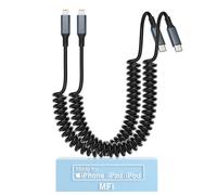USB C to Lightning Cable for iPhone Coiled Apple Carplay Cord for Car - USB C iPhone Charger Cord for iPhone14/13/12/11 Pro Max/XS MAX/XR/XS/X/8/7/Plus/6S iPad [MFi Certified]