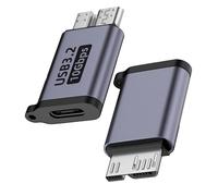 USB C to Micro B Cable - 2PCS 10Gbps Micro USB B to USB C Hard Drive Cable, Aluminum Alloy Shell, Compatible with Toshiba, Seagate, WD HDD, Galaxy S5, Note 3 & More