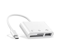 USB C to Micro SD TF Memory Card Reader, Compatible with iPad Pro, MacBook Pro/Air, Chromebook, 3-in-1 USB Camera Card Reader Adapter for XPS, Galaxy S10/S9 and More USB C Devices