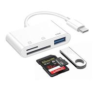 USB C to Micro SD TF Memory Card Reader, Seminer 3 in 1 USB Camera Card Reader Adapter Compatible with Pad Pro, XPS, ChromeBook, Galaxy S10/S9 and More USB C Devices (White)