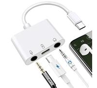 USB C to Microphone Adapter for Live-Streaming Type C to Microphone & 3.5mm Headphone Adapter with Charging Port USB C Audio & MIC Splitter Compatible for iPhone 15/16/iPad Pro/Galaxy 24 23/Pixel 9 8