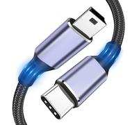 USB C to Mini USB Cable 6FT, [Aluminum Shell, Braided] Durable Mini-B 5-Pin to Type-C Data Charging Charger OTG Cord for Hero 3+, PS3 Controller, Canon Nikon Camera, GPS, Blue Yeti