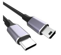 USB-C to Mini USB Cable, Braided Mini-B 5-Pin to Type-C Data Transfer Charging Cable Charger Cord Compatible with Nikon Canon EOS Rebel Powershot DSLR ELPH Digital Camera for PC, Laptop, iPhone 15/16