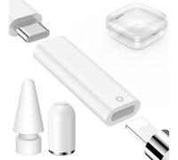 USB-C to Pencil Charger Adapter for Apple Pencil 1st Generation, USBC Female Adapter for iPad 10th/11th A16 Bluetooth Pairing, 3 Pack Type C to Lightning Connector and Tips