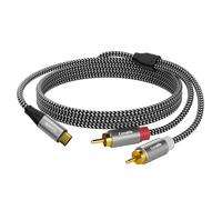 USB C to RCA Audio Cable 8 FT, USB Type-C to 2RCA Jack Plug Adapter, USB-C to 2 Male Y RCA Splitter, Compatible with iPhone 17/16/15 Series, Galaxy S24, Home Theater, DVD, Car Stereo, Speaker, Amp