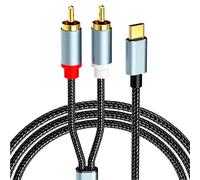 USB C to RCA Cable 1.5M - Type C to Phono Red White Audio DAC Lead Compatible with iPhone 15 Pro Max, iPad Pro/Mini/Air, Galaxy S24 S23 S22 S21 S20 FE, Note 20, Pixel 8, Speaker, Turntable, Hi-Fi