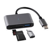 USB C to SD Card Reader 3 in 1 Type C Camera Card Adapter Memory 2TB Capacity with USB 3.0 Support TF/SDHC/SDXC 3 Slots for iPhone 17/16/15 Pro Max MacBook Pro/Air iPad Laptop Android MacOS Window