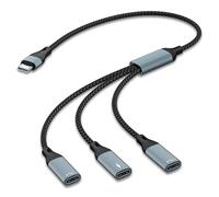 USB C to Three USB C Female OTG & Data and Charger Splitter Cable, 3 in 1 Type C Headphone Adapter OTG Data Cable with PD 60W Charging Compatible with MacBook Air/Pro, iPad Pro/Air, iPhone 17/16/15