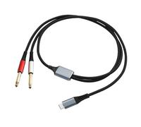 USB C to Two 1/4" 6.35mm Plug Adapter Cable Color Red White Connector Professional Double Channel Hearing Converter for Hearing Devices