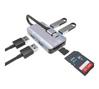 USB C to USB 3.0 Adapter 6 in 1 Hub3.0 SD Micro SD Card Adapter for iPad Mini/MacBook Air/Google Pixel PC & Cellphone Converter