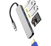 USB C to USB 3.0 Hub SD Card Reader Micro SD HDMI Thunderbolt 4 (6 in 1) Multi-Socket Adapter Docking Stations for Laptop Charger Jack Dock Apple Macbook Air Mac Pro M2 USB-C Port