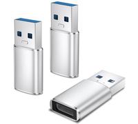 USB C to USB Adapter 3 Pack, Type C to USB-A Converter for Fast Charging & Data Sync, Type C Female to Type A Male Adapter Charger Converter Compatible with iPhone 16/15/14, Pad Pro, Macbook (Siliver)