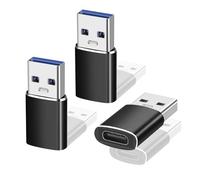 USB C to USB Adapter(3Pack),USB to USB C Adaptor,Type C Female to A Male Charger Cable Converter for Notebook, Tablet,iPhone 16/15/14, iPad Air/Mini, Apple Watch, Samsung Galaxy S24/S23-Black