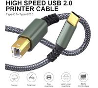USB-C to USB-B MIDI Cable for FlexMIDI Vortex, Printer Cable, OTG Type B 2.0 Musical Instrument Adapter for Casio Digital Piano Keyboard, MacBook Pro, Yamaha, MIDI Controller & Audio Interface