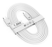 USB C to USB C Cable 1.8M/5A,45W for Samsung Fast Charger Cable 6FT Type C Super Fast Charging Cord for Samsung Galaxy S25 S24 Ultra FE Edge S23 S22 A17 A16 A55 A56 Tab A9 S9 Z Fold Flip 7 Phone,White