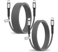 USB C to USB C Cable 1M+2Pack for iPhone 17/16/15, 60W PD Fast Charging, Nylon Braided Type-C Cord Compatible with MacBook, iPad, Samsung Galaxy S25/S24/S22, Pixel, for Car/Office/Travel/Home