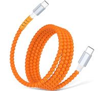 USB C to USB C Cable 1M,Colourful Beaded Phone Charger Cord 60W Fast Charging for iPhone 17 16 Pro Max Plus/iPad Air 11 10th A16/Samsung S26 S25 S24 Ultra S23 Z Fold Android Charger Women Girls,Orange