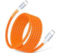 USB C to USB C Cable 2M,Colourful Beaded Phone Charger Cord 60W Fast Charging for iPhone 17 16 Pro Max Plus/iPad Air 11 10th A16/Samsung S26 S25 S24 Ultra S23 Z Fold Android Charger Women Girls,Orange