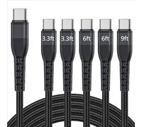 USB c to USB c Cable(3.3ft+6ft+9ft) Type C Fast Charging Compatible with iPhone 15/15 Plus/15 Pro/15 Pro Max, Samsung Galaxy S20 S10 S9, Note 20 10, LG G8 G7 V30… (5, Black)