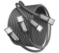 USB C to USB C Cable (3m, 2-Pack), 100W 5A Fast Charging Type C Lead for iPhone 16 16e 15 Pro Max Plus, MacBook Pro M3/Air, iPad Pro 2024/Air 5, Galaxy S25/S24/S23 Ultra, Pixel 9 - Black