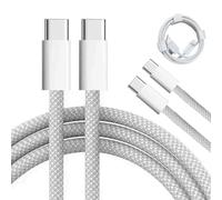 USB C to USB C Charger Cable, 2 Pack 2M, 60W(3A) Fast Charge Nylon Braided Type C to C Cable, Durable USB-C Charging Lead for iPhone 16 15 Pro Max Plus MacBook Air iPad Pro Samsung Galaxy S24 S25 S23