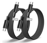 USB C to USB C Charger Cable, 2Pack 2M 60W USB C Cable Nylon Braided Type C Charger Cable Fast Charging for iPhone 17 Pro Max/16 Pro Max/16 Plus/15 Pro Max,iPad Pro/Air,MacBook,Samsung Galaxy S25 S24