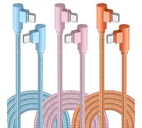 USB C to USB C Charger Cable [3-Pack 1.8M/6FT], Type C Cable Power Delivery 60W Nylon Braided 90 Degree USB C Fast Charging Cable for iPhone 17/16/15 Pro Samsung Galaxy Huawei MacBook Pro and More