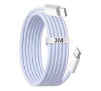 USB C to USB C Charger Cable 3M, 60W Type C Charging Cable Long Fast Charging Braided Type C to C Charger Cord for iPhone 16 15 Plus Pro Max iPad Pro Mini Air, S25 S23 S22,Google Pixel, Purple