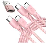 USB C to USB C Charger Cable 60W (1M+1M+Adapter) STRONG Cable Fast Charging Data Lead iPhone 15, iPad Pro 12.9 2022, MacBook Pro, Samsung S24/A15/A25