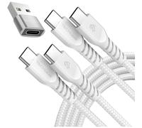 USB C to USB C Charger Cable 60W (1M+1M+Adapter) STRONG Cable Fast Charging Data Lead iPhone 15, iPad Pro 12.9 2022, MacBook Pro, Samsung S24/A15/A25