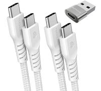 USB C to USB C Charger Cable 60W (1M+2M+Adapter) STRONG Braided C to C Cable Fast Charging Type C Data Lead Compatible with iPhone 15, iPad Pro 2022, MacBook Pro, Samsung S24/S23/A54/A14/A04s, Pixel 8