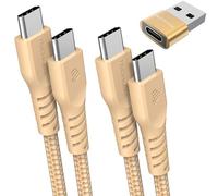 USB C to USB C Charger Cable 60W (1M+2M+Adapter) STRONG Braided C to C Cable Fast Charging Type C Data Lead Compatible with iPhone 15, iPad Pro 2022, MacBook Pro, Samsung S24/S23/A54/A14/A04s, Pixel 8