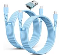USB C to USB C Long Charger Cable 60W (2M+2M+Adapter) STRONG Braided Type C to C Cable Fast Charging Data Lead Compatible with iPhone 15, iPad Pro 2022, MacBook Pro, Samsung S24/S23/S22/A14/A54,Switch