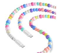 USB C to USB C Charger Cable for iPhone 16 15 Cute Beaded Charge Cord for Kids Girls 1M Type C Charging Cable for iPad Mini 6, iPad Pro, iPad Air, MacBook Pro, Samsung Galaxy S24, Pixel, Colorful