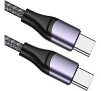 USB C to USB C Charger Cable,USB C to USB C,65W 2M Type c to Type C Cable | per MacBook,MacBook Pro,ChromeBook Pixel,iPad Pro 2021/2020/2018,Samsung Galaxy S21/S20,Huawei P30 ecc,Nylon,Grey