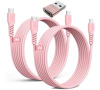 USB C to USB C Long Charger Cable 60W (3M+3M+Adapter) STRONG Braided Type C to C Cable Fast Charging Data Lead Compatible with iPhone 15/16, iPad Pro 2022, iPad Air 4/5, Samsung S24/S23, Honor,Switch