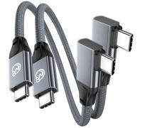 USB C to USB C Short Cable 0.2m 2 Pack, Right Angle USBC 3.2 Gen2x2 Cable | 100W Type C 20Gbps Cord, 4K@60Hz Video, Type C to C Charger Lead for iPhone 17 16, Dell XPS, Macbook, Galaxy S26 S25