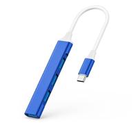 USB C to USB Hub Adapter, 4 Port (1 USB 3.0 + 3 USB 2.0), 5Gbps High Speed Data, Slim Aluminum Type C Hub for MacBook & USB-C Laptops (Royal Blue)
