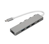 USB C to USB Hub, High Speed Multiport Adapter with 1 USB 3.0 Port 3 USB 2.0 Ports and USB C Power Port, Portable Aluminum Alloy USB C Docking Station for Laptop Desktop (Grey)