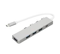 USB C to USB Hub, High Speed Multiport Adapter with 1 USB 3.0 Port 3 USB 2.0 Ports and USB C Power Port, Portable Aluminum Alloy USB C Docking Station for Laptop Desktop (Silver)