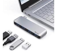 USB C to USB Hub with 4 USB 3.0 Ports for MacBook Pro/Air - Direct Plug USB Splitter for Laptop, Flush-Fit Cable-Free Design, Compatible with iMac Dell HP Surface