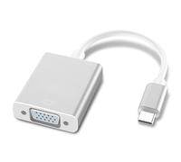 USB C to VGA Adapter Thunderbolt 3/4 to VGA Converter Compatible with iPhone 15 Series, MacBook Pro/Air 2023, iPad Pro, iMac, Dell XPS, Surface Book 3, Samsung Galaxy S23 More Aluminium Shell Silver