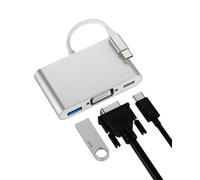 USB C to VGA Adapter USB OTG3.0 (3 in 1) for Apple Type C Charging Splitter for iPad Thunderbolt Connector MacBook Display Port Projector Screen for iPhone 16 15 Pro Max Compatible with Samsung S25