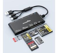 USB C + USB 3.0 + Lightning 7 in 3 Multi Card Reader Adapter for SD, CF, Micro SD, XD, MS Cards, 5Gbps Memory Card Reader SD Card Reader Reader Adapter for iPhone 16 15 14/Samsung/PC/Windows/Mac/Linux