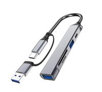 USB C+USB Hubs 5 Port Adapter For 5 In 1 USB C/USB Hubs Dongle Portable C Memory Card Adapter Reader For Laptops Laptop Expansion Dock